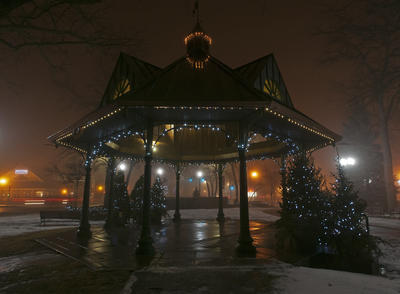 Picture:  Winter Foggy Night at Railroad Park by Rachel Cain